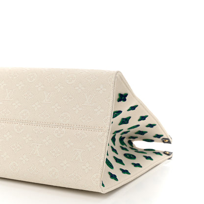 Louis Vuitton Jacquard Embroidered Tufted Monogram Hamptons Onthego GM Blue 9 of 9