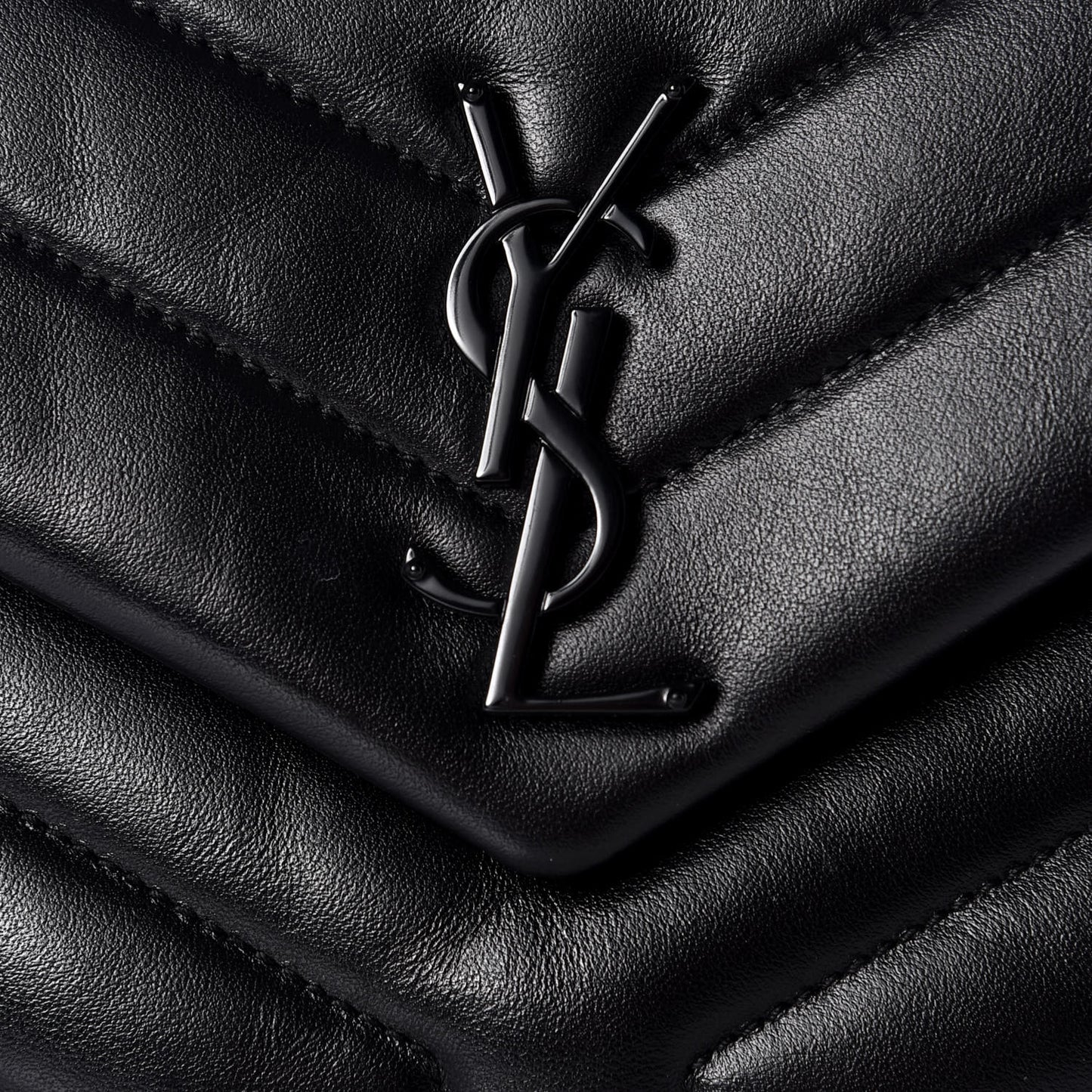Calfskin Y Quilted Monogram Small Loulou Chain Satchel Black