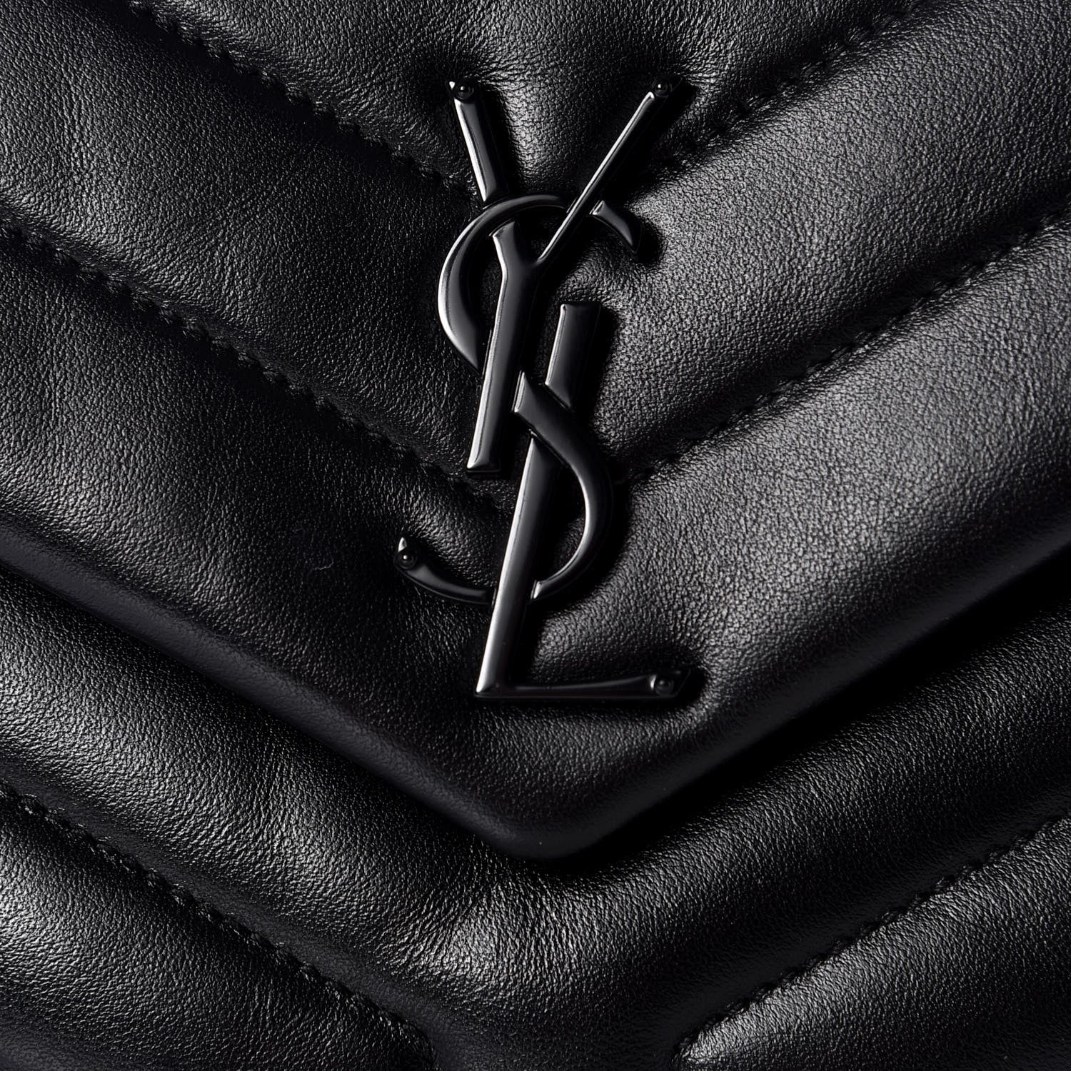 Saint Laurent Calfskin Y Quilted Monogram Small Loulou Chain Satchel Black 10 of 11
