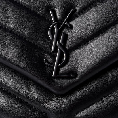 Saint Laurent Calfskin Y Quilted Monogram Small Loulou Chain Satchel Black 10 of 11