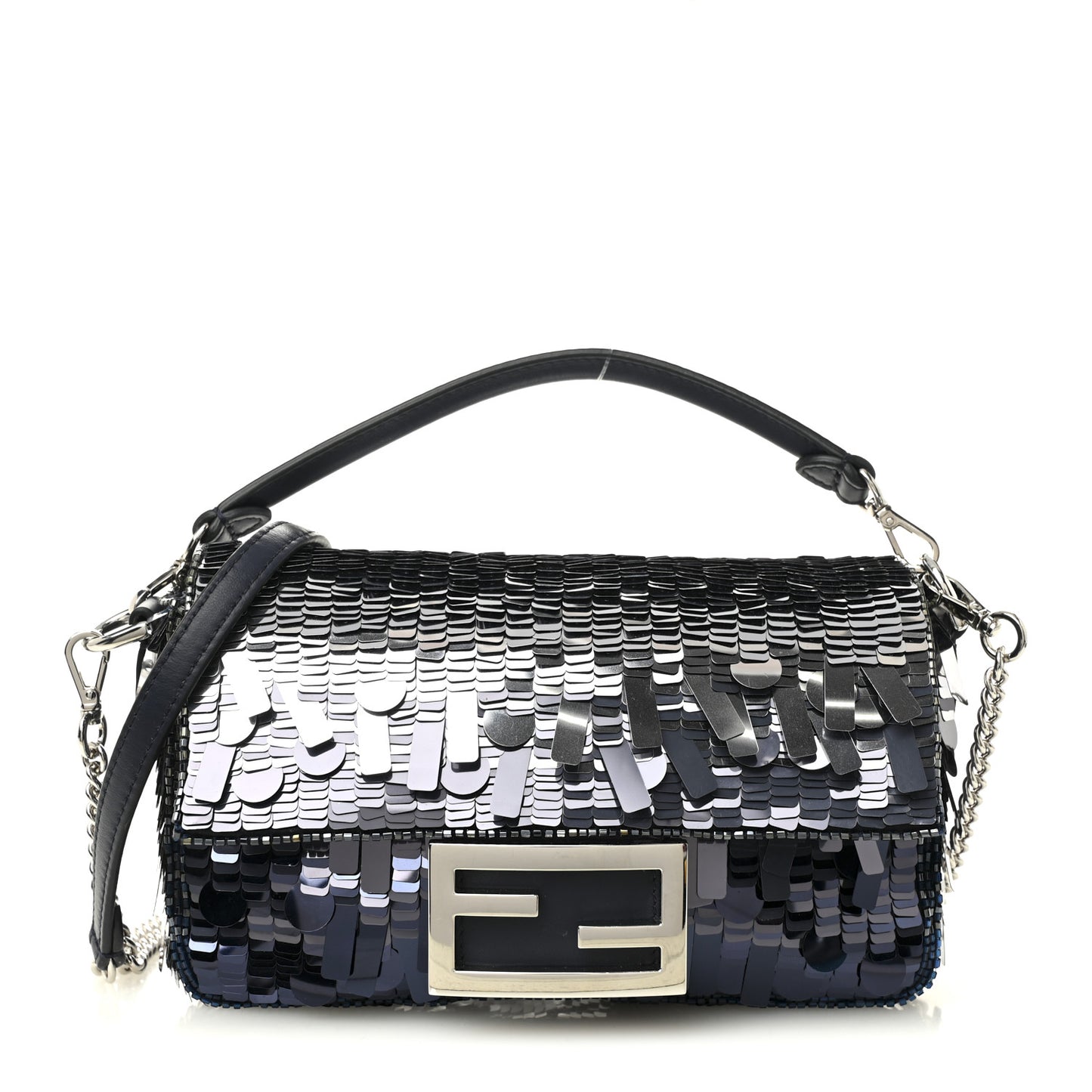 Sequin Paillettes Shiny Nappa Sex and the City Mini Baguette Midnight