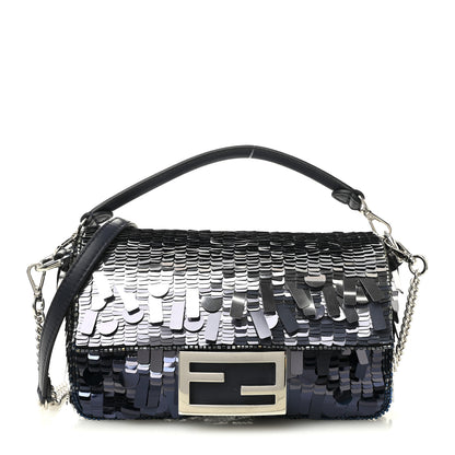Fendi Sequin Paillettes Shiny Nappa Sex and the City Mini Baguette Midnight 1 of 9