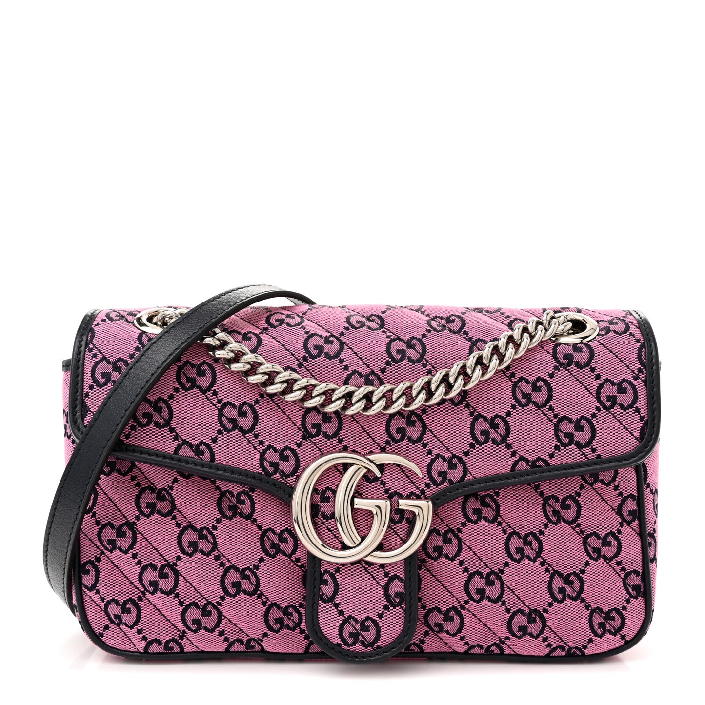 Monogram Multicolor Matelasse Diagonal Small GG Marmont Shoulder Bag Pink Blue