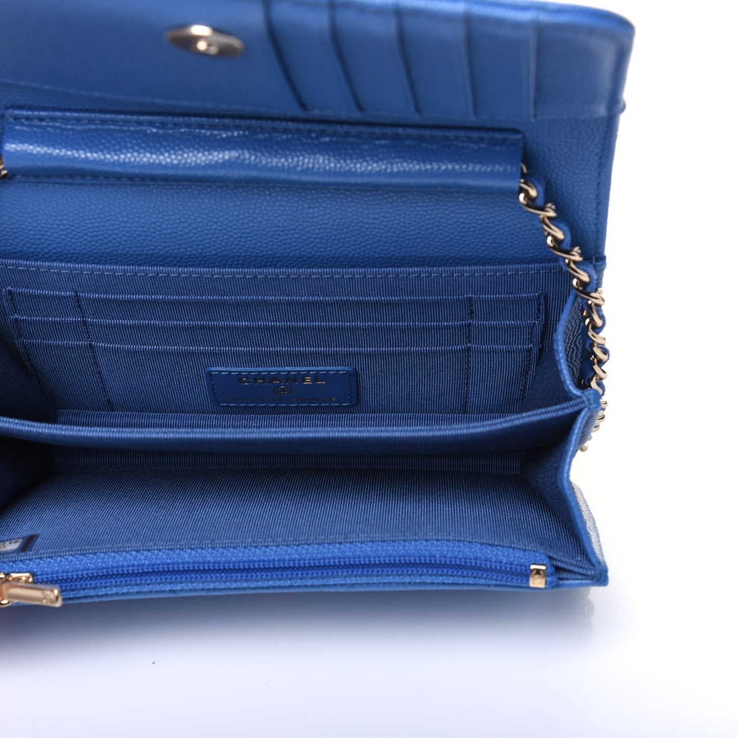 Caviar Quilted Mini Wallet On Chain WOC Blue