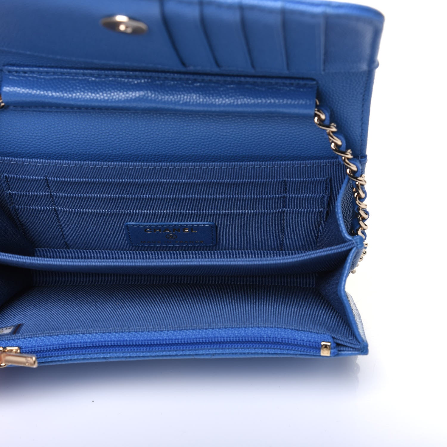 Chanel Caviar Quilted Mini Wallet On Chain WOC Blue 6 of 14