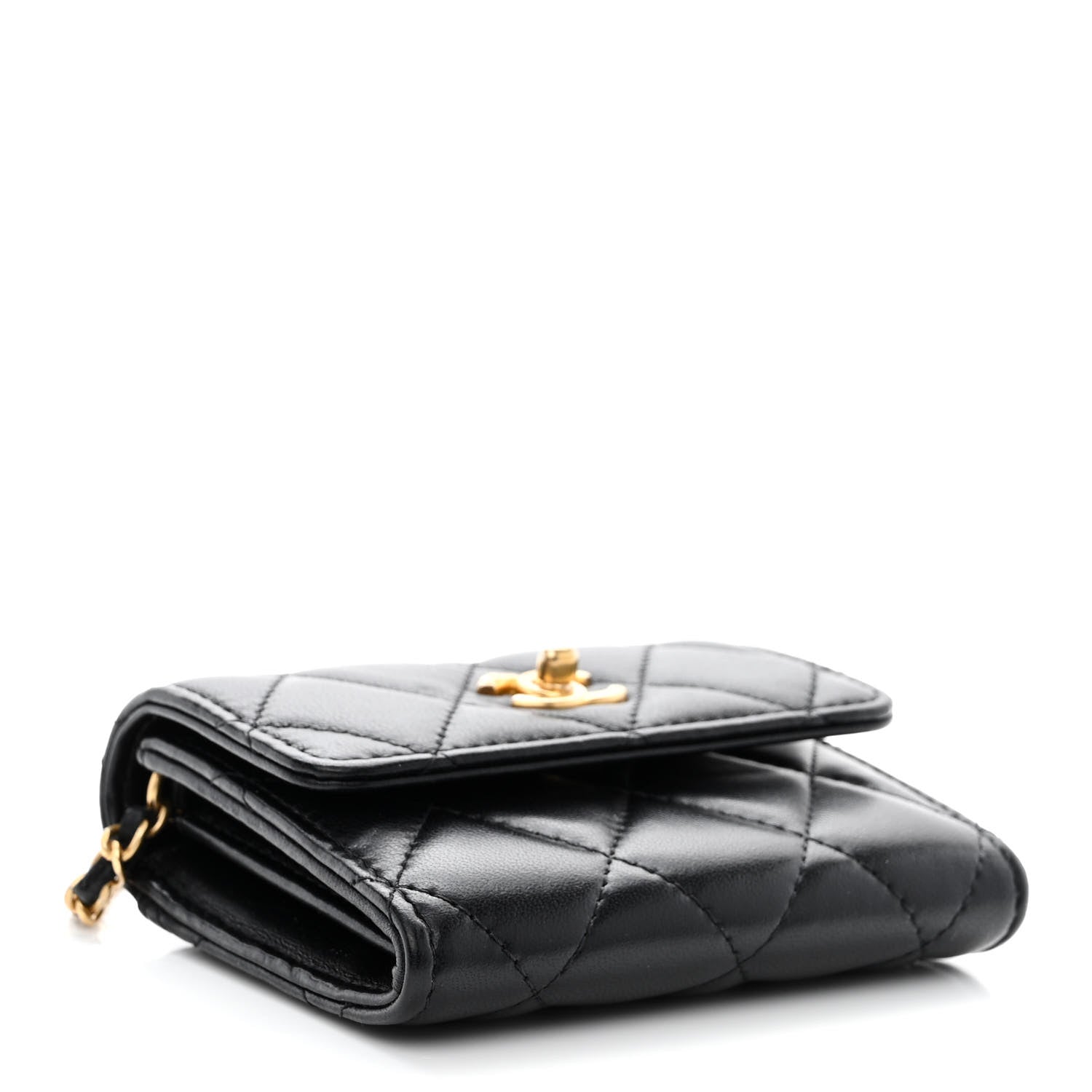 Chanel Lambskin Quilted Pearl Crush Clutch With Chain Black 4 of 12