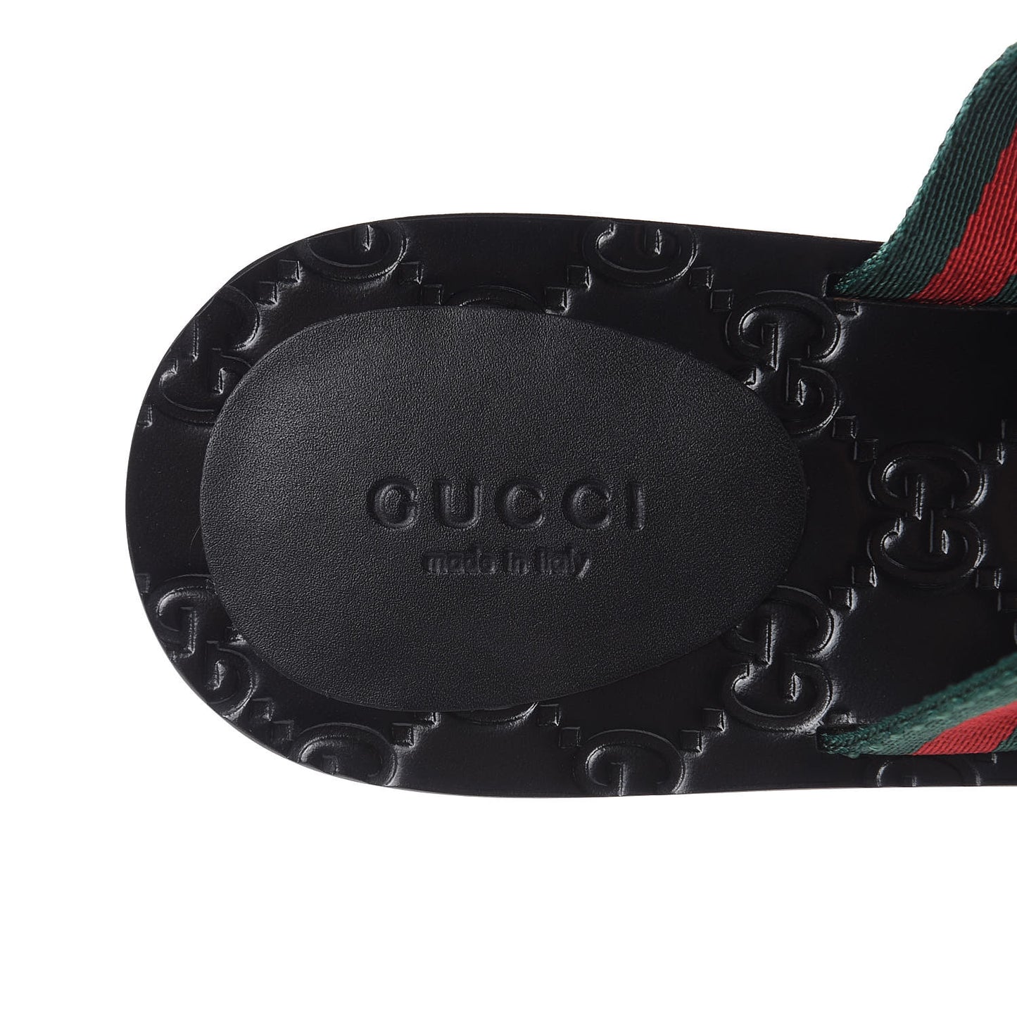 Nylon Guccissima Web Womens Thong Sandals 38.5 Green Red Black