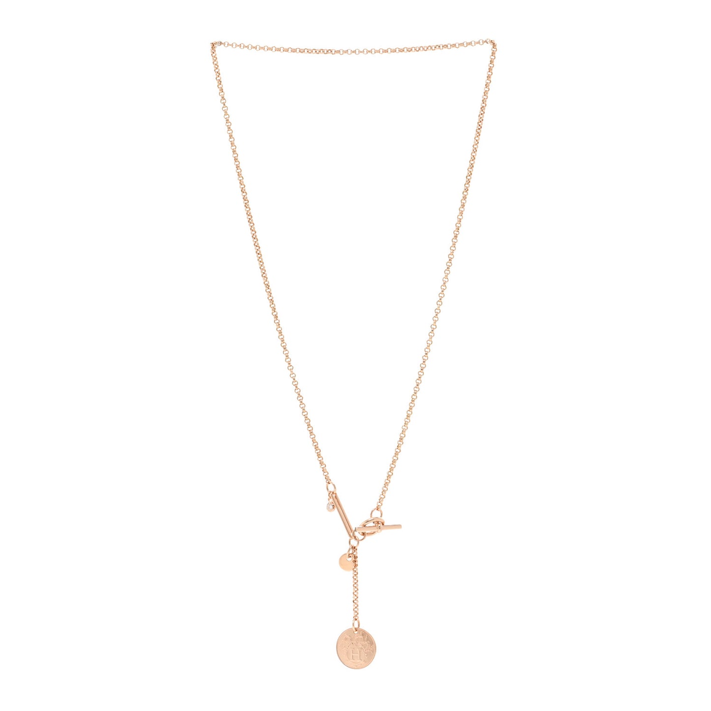 18K Rose Gold Diamond MM Ex-Libris Pendant Necklace
