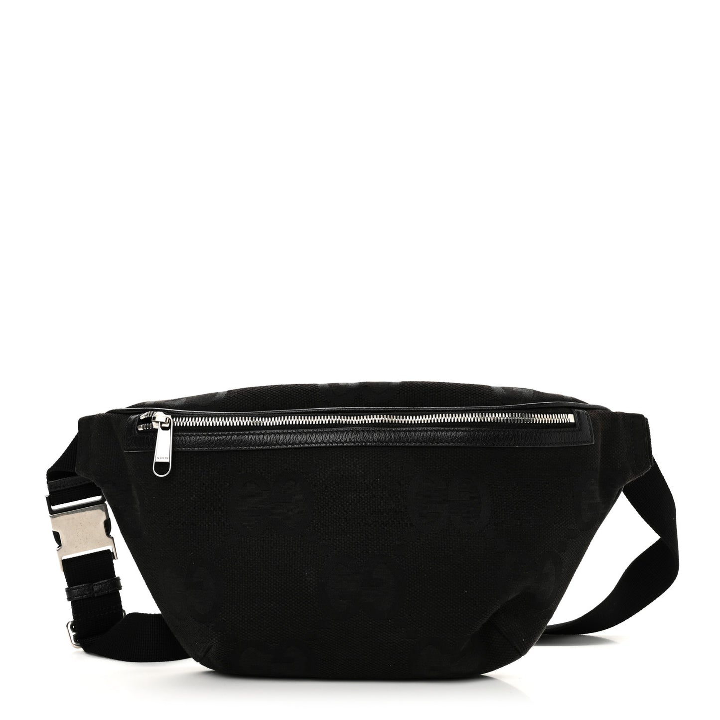Monogram Jumbo GG Textured Dollar Calfskin Web Belt Bag Black
