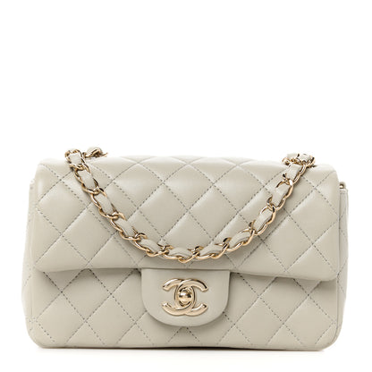 Chanel Lambskin Quilted Mini Rectangular Flap Grey 1 of 11