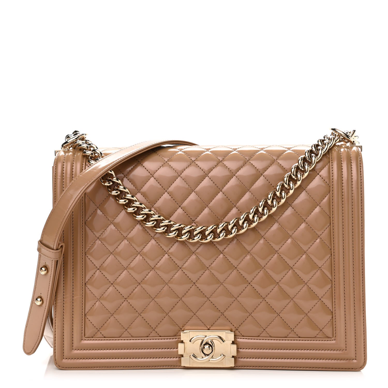 Chanel Glazed Calfskin Quilted Large Boy Flap Beige 1 of 14