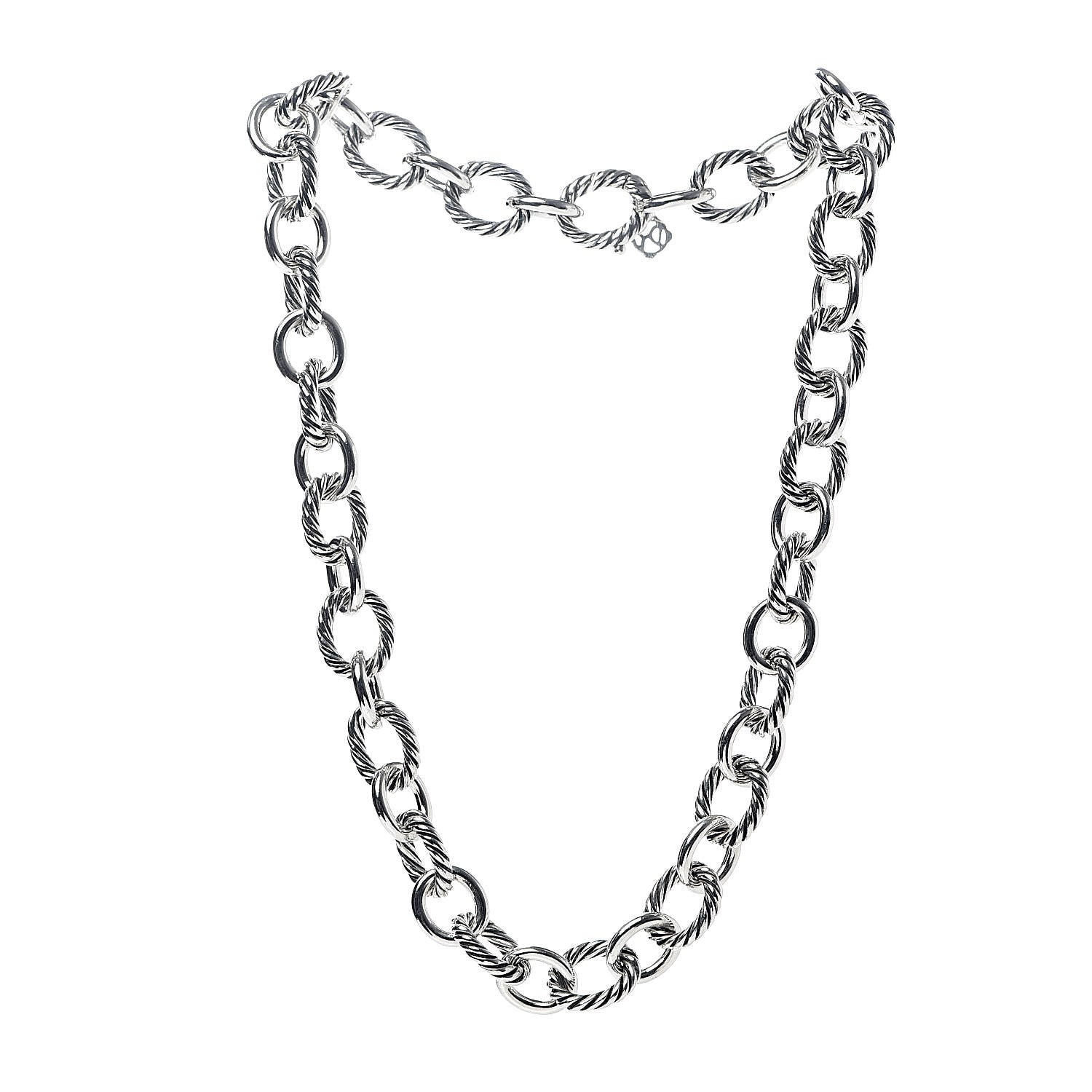David Yurman Sterling Silver 12mm Oval Link Necklace 3 of 5