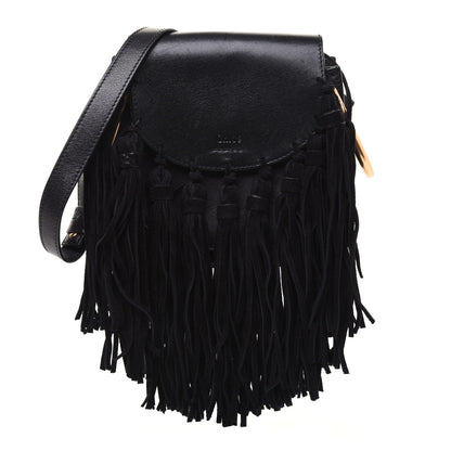 Chloe Calfskin Mini Hudson Fringe Shoulder Bag Black 1 of 17