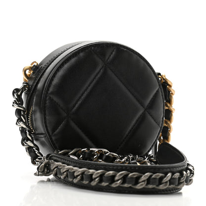 Chanel Lambskin Quilted Chanel 19 Round Clutch With Chain Black 2 of 10