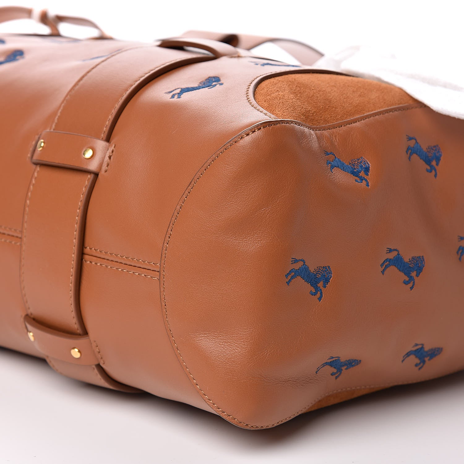Chloe Smooth Calfskin Little Horses Embroidered Tao Zipped Tote Caramel 9 of 10