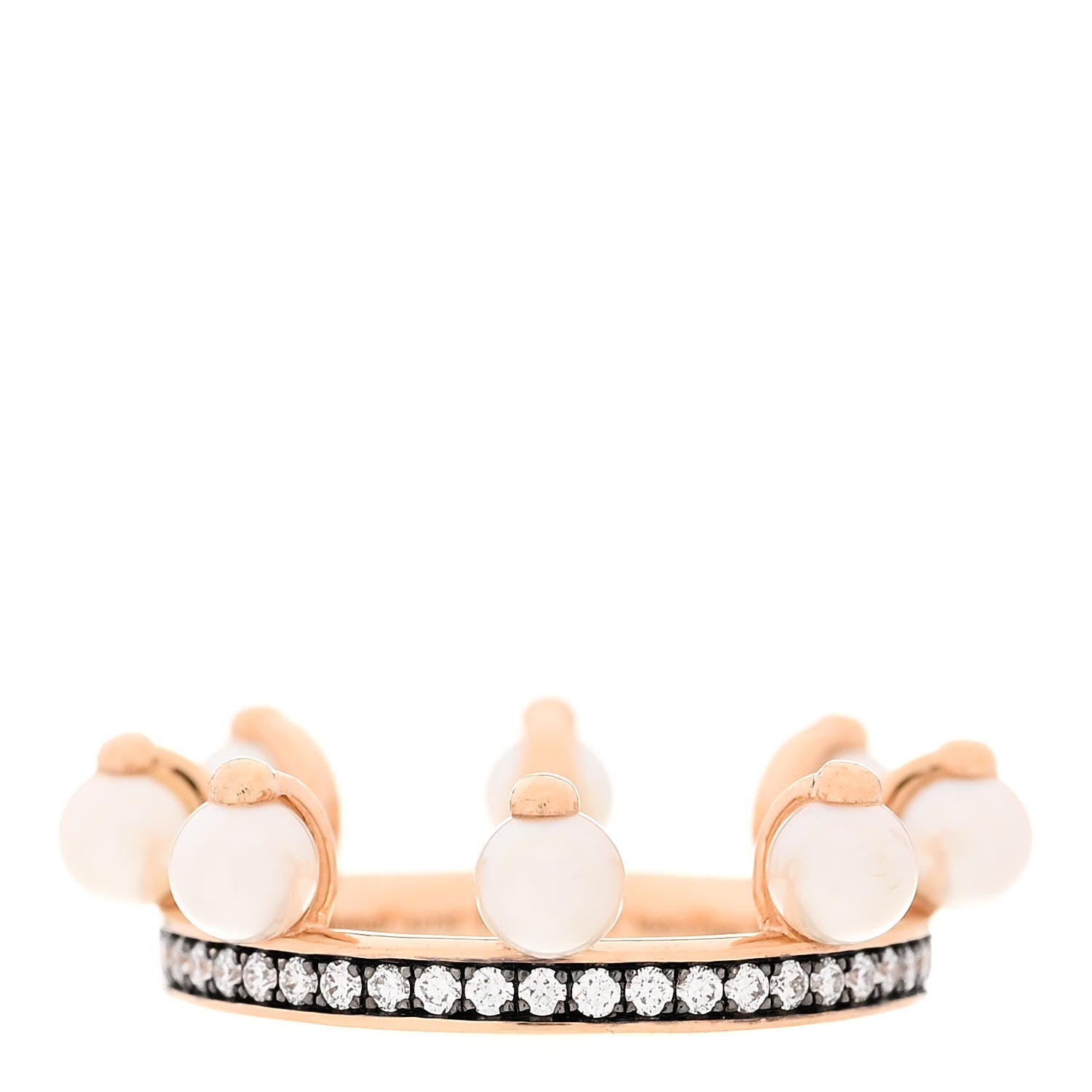 Hermes 18K Rose Gold Diamond Pearl Chandra Ring 50 5.25 1 of 7