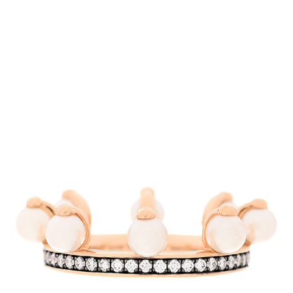 Hermes 18K Rose Gold Diamond Pearl Chandra Ring 50 5.25 1 of 7