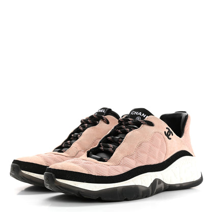 Chanel Mesh Suede Calfskin Quilted Sneakers 40 Pink Beige 4 of 15