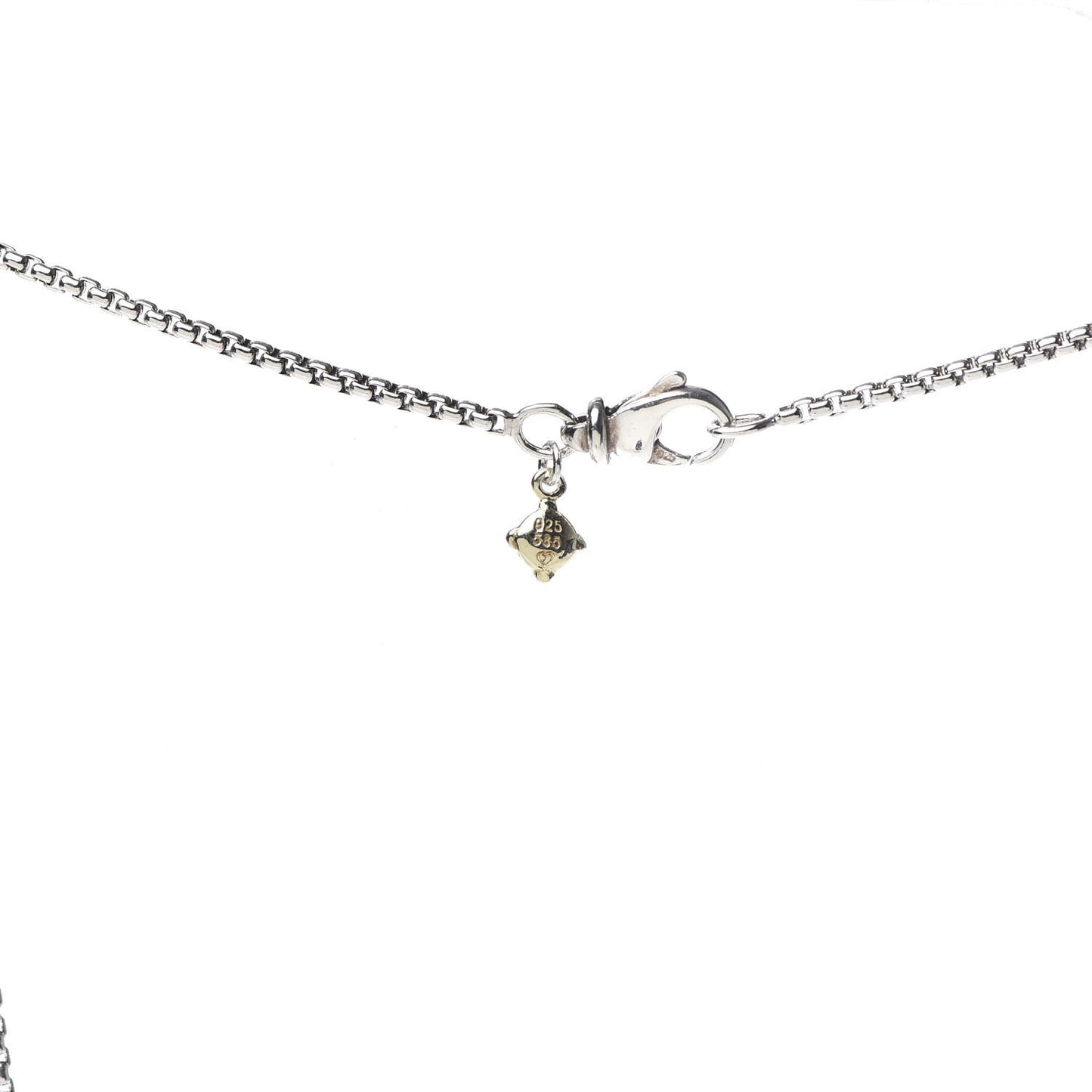 Sterling Silver 14K Yellow Gold 1.7mm Baby Box Chain Necklace 15"