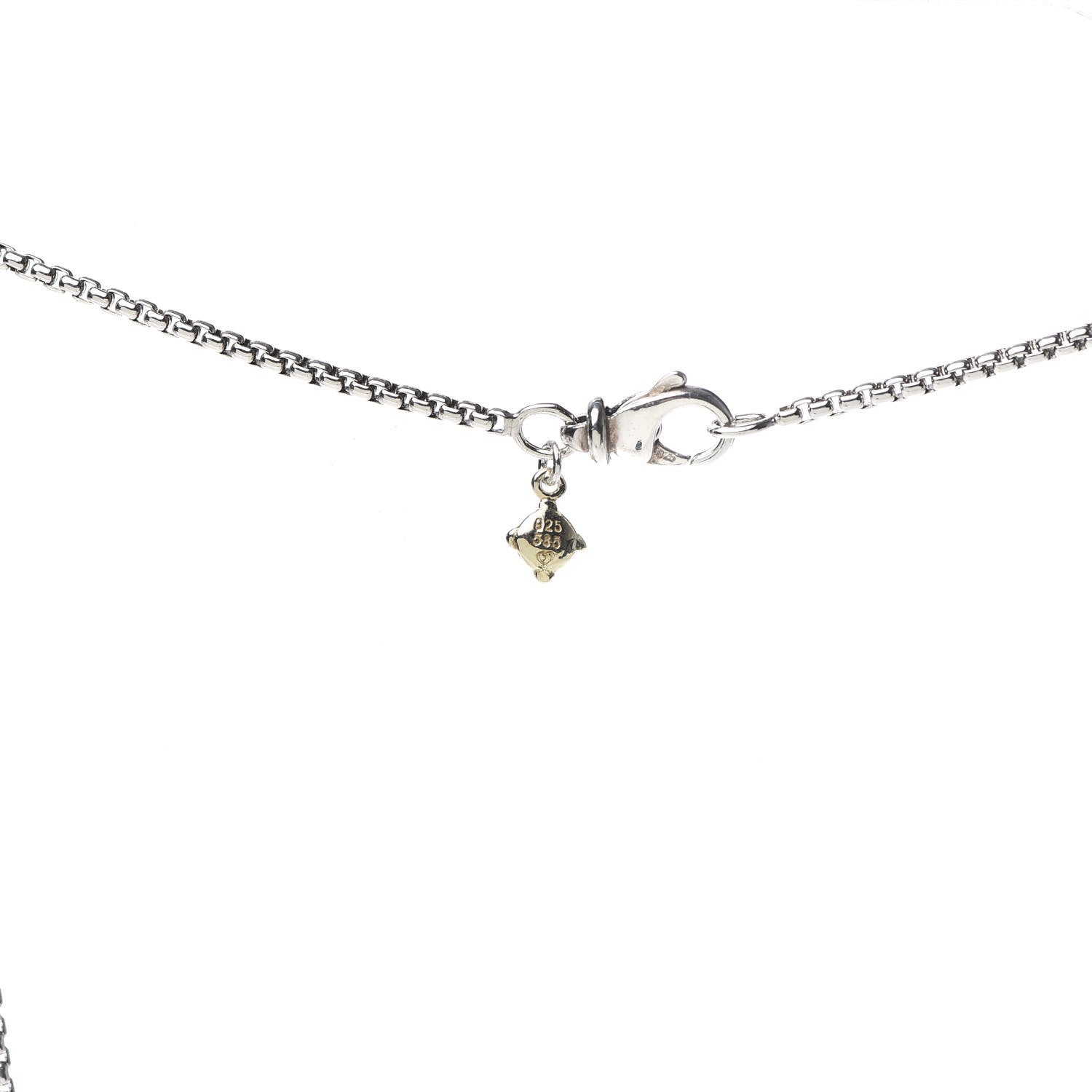 David Yurman Sterling Silver 14K Yellow Gold 1.7mm Baby Box Chain Necklace 15" 4 of 4