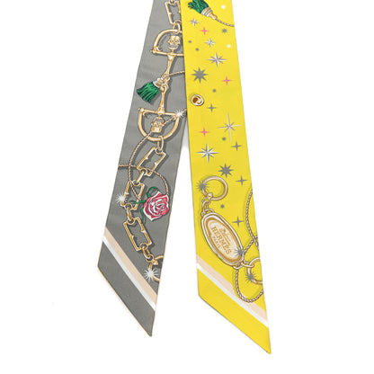 Hermes Silk C'est la Fete Twilly Jaune Vif Vert Gris 2 of 3