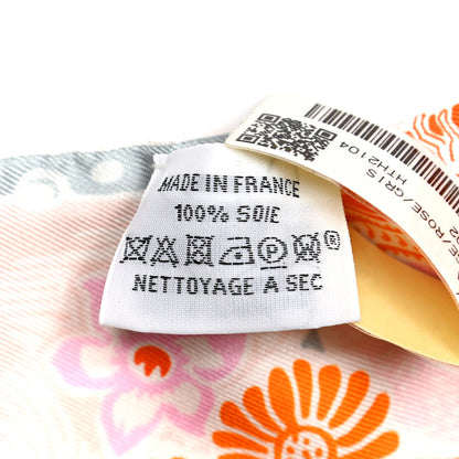 Hermes Silk Bingata Twilly Orange Rose Gris 4 of 5