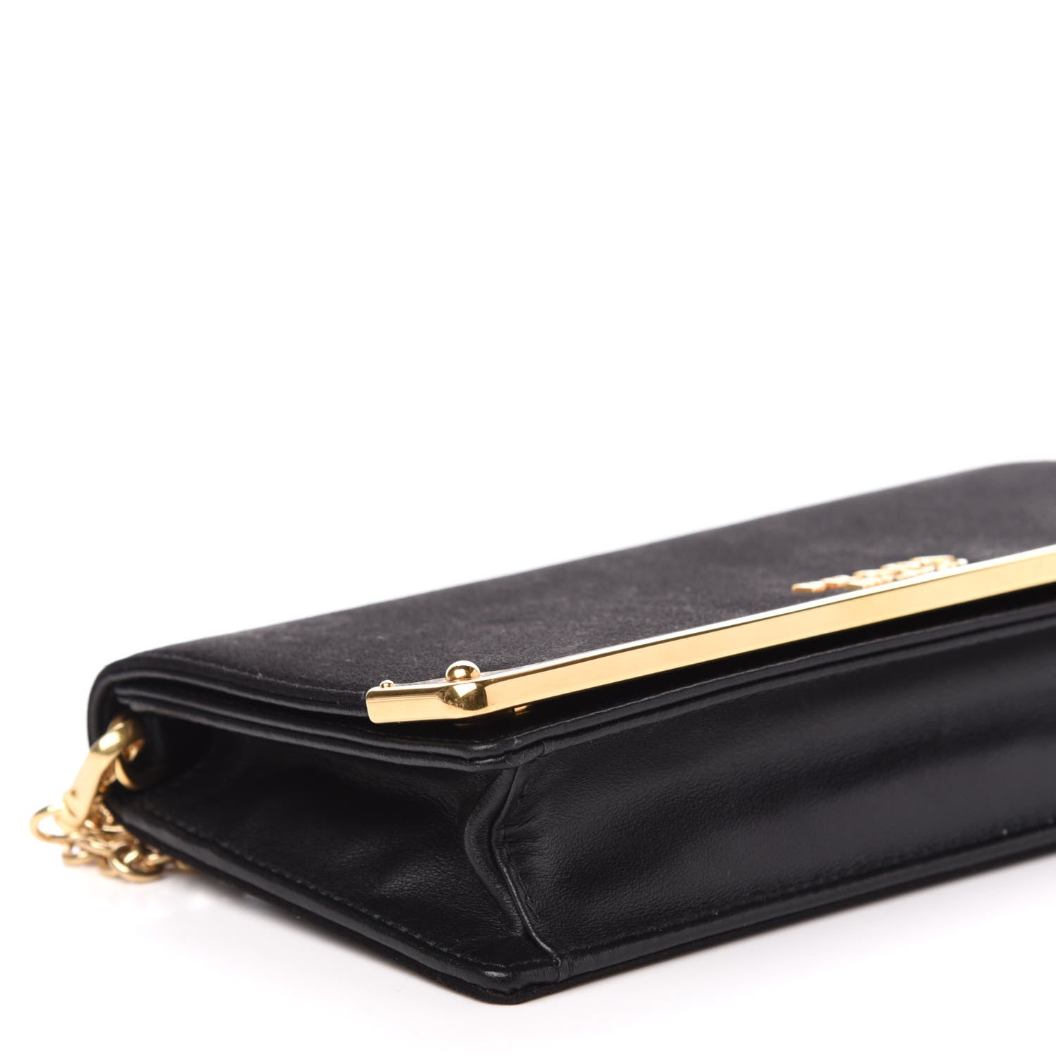 Prada Satin Cahier Chain Wallet Black 7 of 10