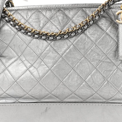 Chanel Metallic Aged Calfskin Quilted Large Gabrielle Hobo Silver 8 of 17