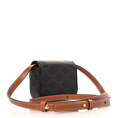Celine Triomphe Canvas Calfskin Mini Claude Tan 3 of 9