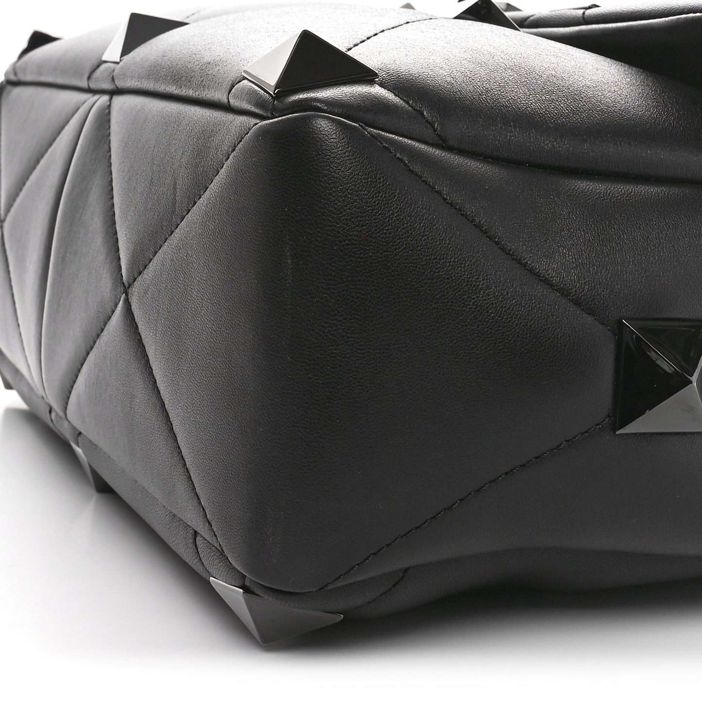 Nappa Monochrome Large Roman Stud Shoulder Bag Black