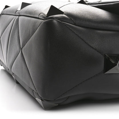 Valentino Garavani Nappa Monochrome Large Roman Stud Shoulder Bag Black 9 of 9