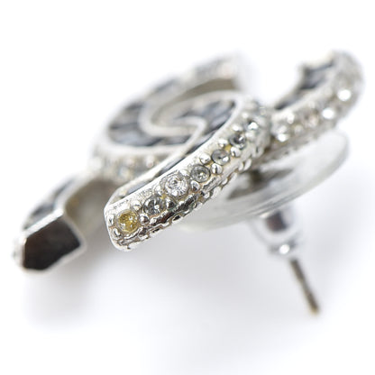 Chanel Baguette Crystal CC Earrings Black Silver 6 of 8