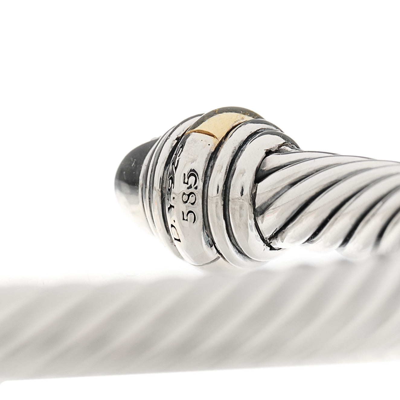 Sterling Silver 14K Yellow Gold Diamond 5mm Cable Classics Bracelet