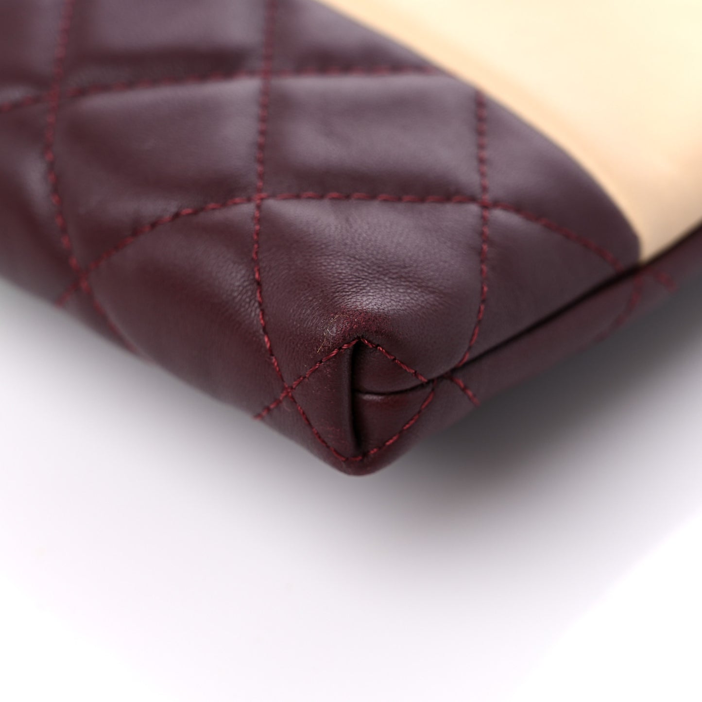 Lambskin Patchwork Medium Cosmetic Case Multicolor Burgundy