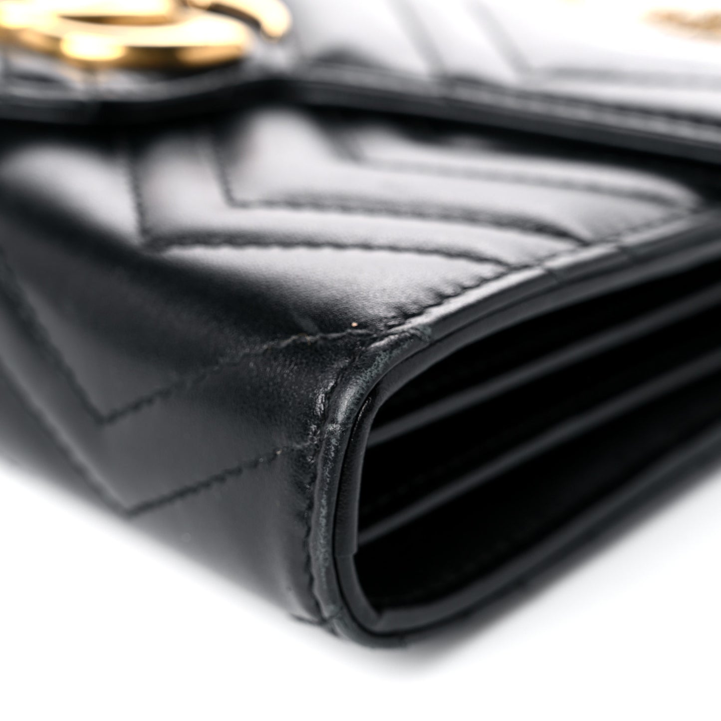 Calfskin Matelasse GG Marmont Chain Wallet Black