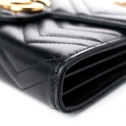 Gucci Calfskin Matelasse GG Marmont Chain Wallet Black 9 of 25