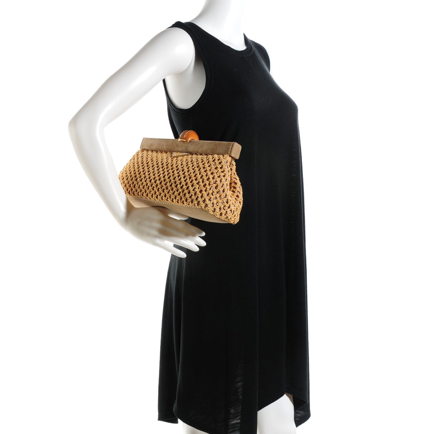 Canvas Silk Woven Rete Clutch Naturale
