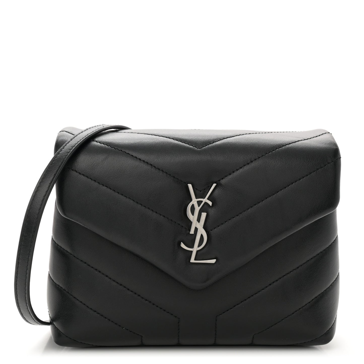 Calfskin Y Quilted Monogram Toy Loulou Crossbody Bag Black