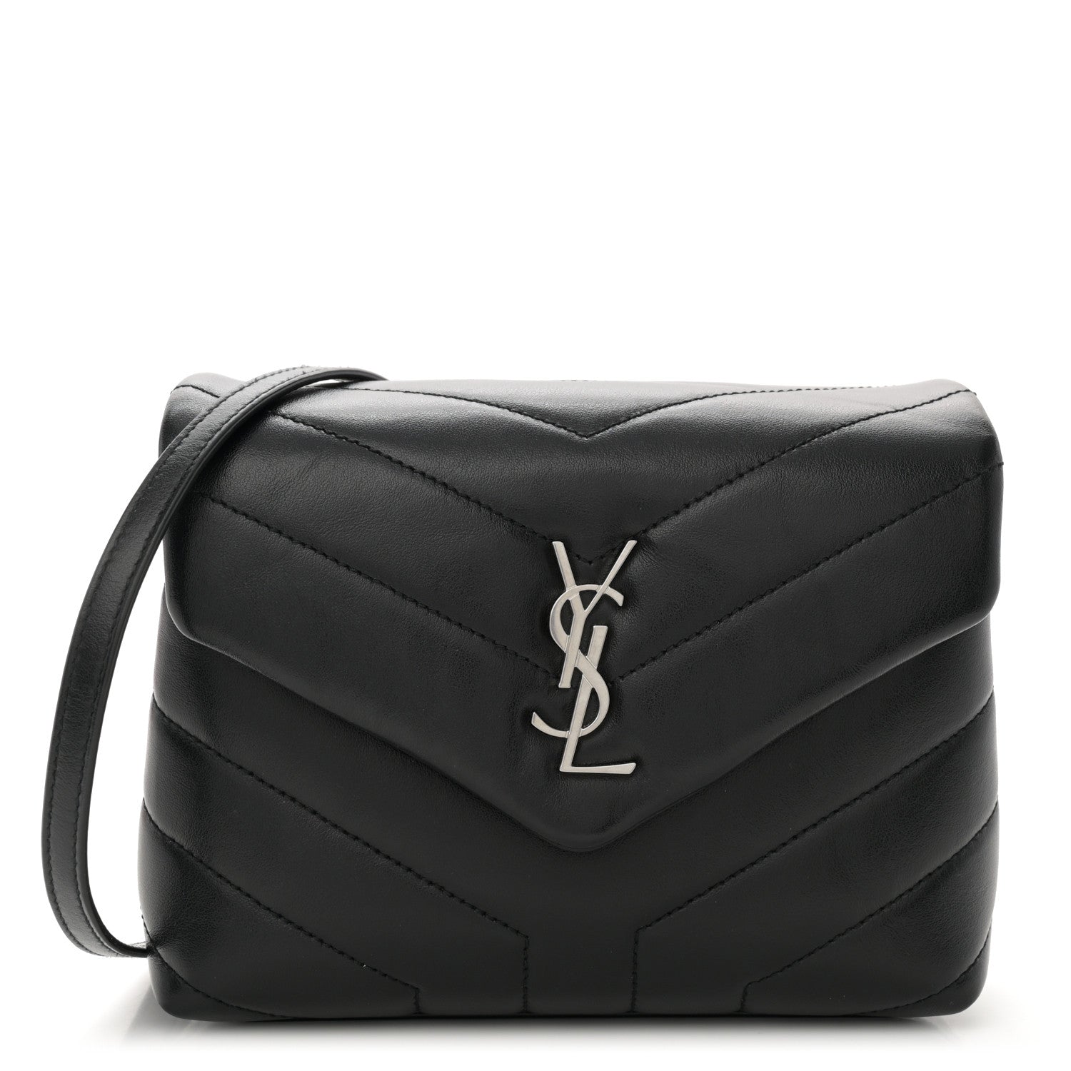 Saint Laurent Calfskin Y Quilted Monogram Toy Loulou Crossbody Bag Black 1 of 12