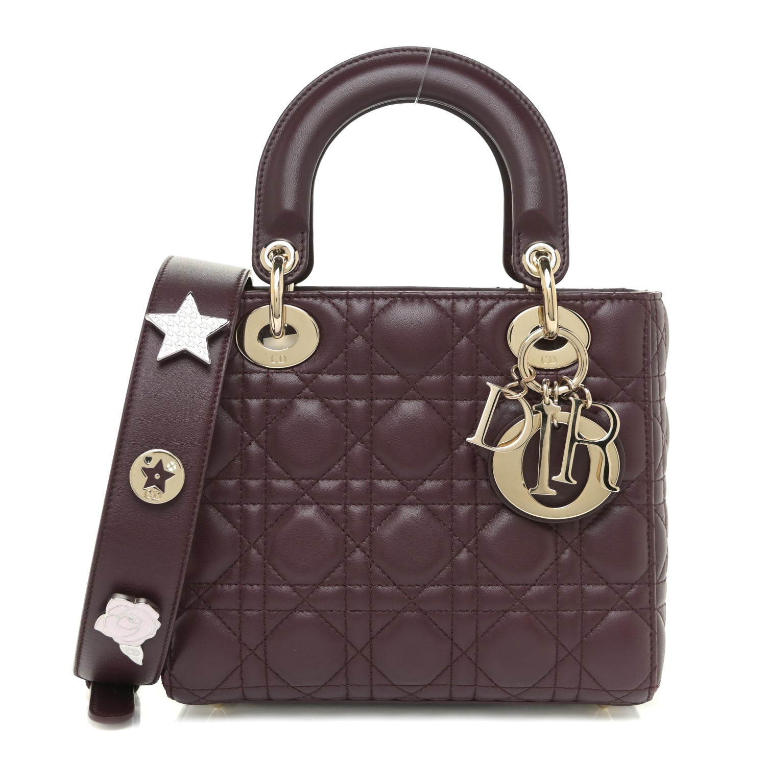 Christian Dior Lambskin Cannage Small Lucky Badges My Lady Dior Burgundy 1 of 15