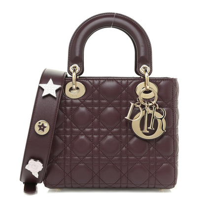 Christian Dior Lambskin Cannage Small Lucky Badges My Lady Dior Burgundy 1 of 15