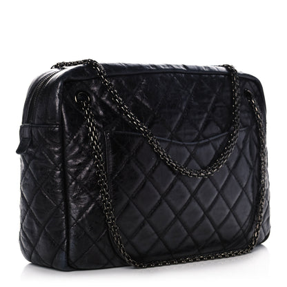 Chanel Metallic Aged Calfskin Quilted Large Reissue Camera Case Black 3 of 11