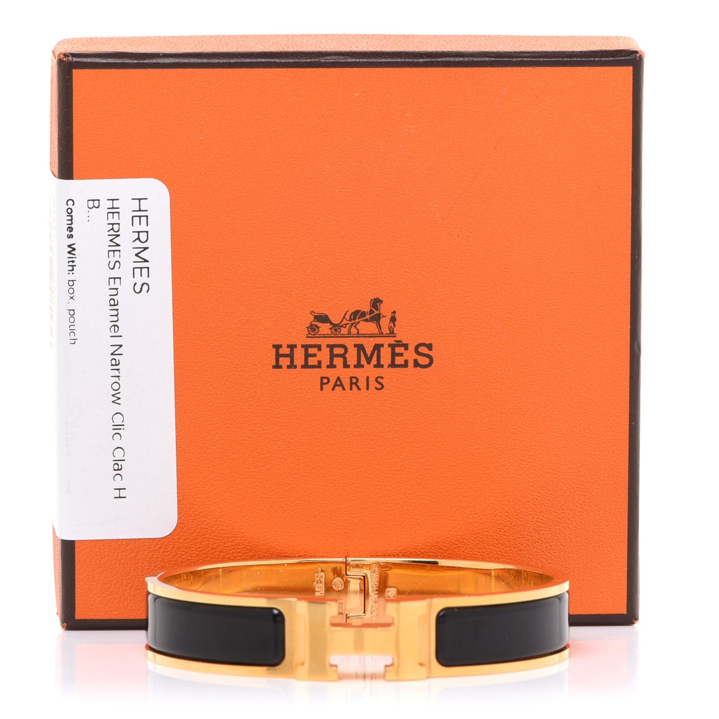 Enamel Narrow Clic Clac H Bracelet GM Black
