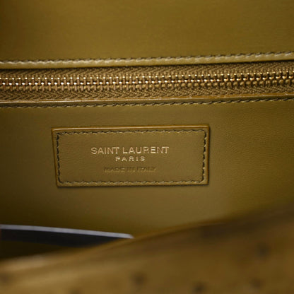 Saint Laurent Ostrich Carre Satchel Green 8 of 8