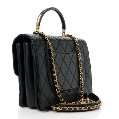 Chanel Calfskin Quilted Metal Top Handle Envelope Flap Black 3 of 16