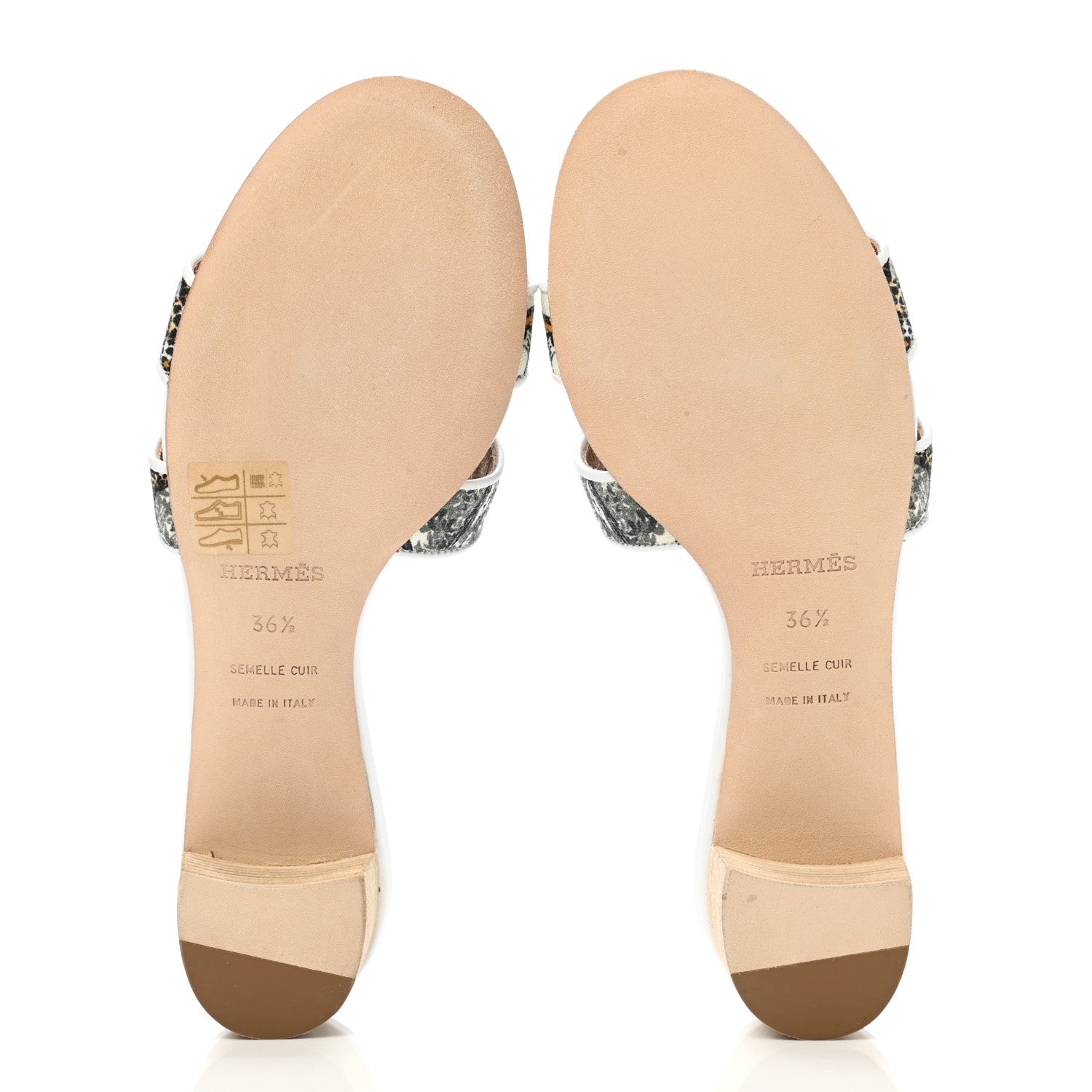 Hermes Canvas Tatoo Print Oasis Equator Sandals 36.5 White 5 of 9