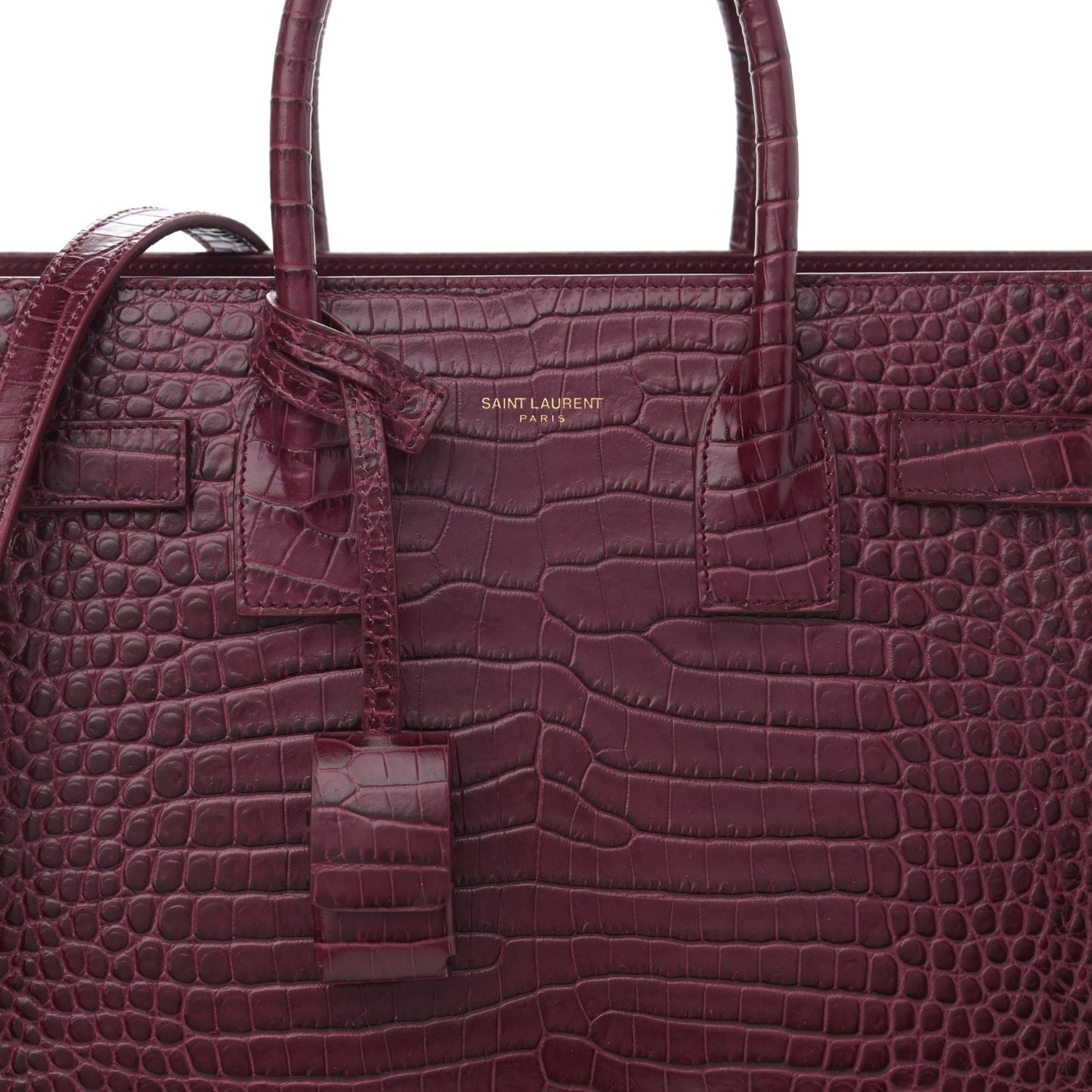 Calfskin Crocodile Embossed Baby Sac De Jour Rouge
