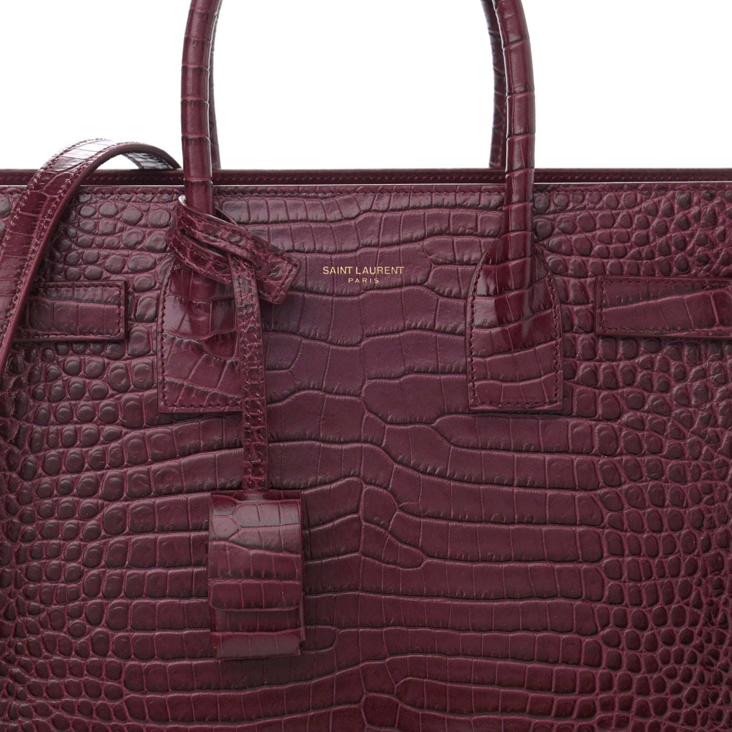 Saint Laurent Calfskin Crocodile Embossed Baby Sac De Jour Rouge 7 of 13
