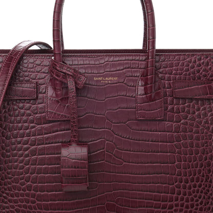 Saint Laurent Calfskin Crocodile Embossed Baby Sac De Jour Rouge 7 of 13