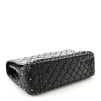 Valentino Garavani Craquele Nappa Large Rockstud Spike Shoulder Bag Black 4 of 9